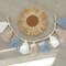 Boho Yarn Tassel Garland Banner with Wood Beads Blue and White Wall Hanging for Baby Shower Kids Bedroom Nursey Decor
